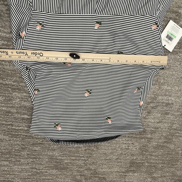 Calvin Klein Dress Womens 8 Striped Floral Embroidered Wrap Asymmetrical - Picture 11 of 13